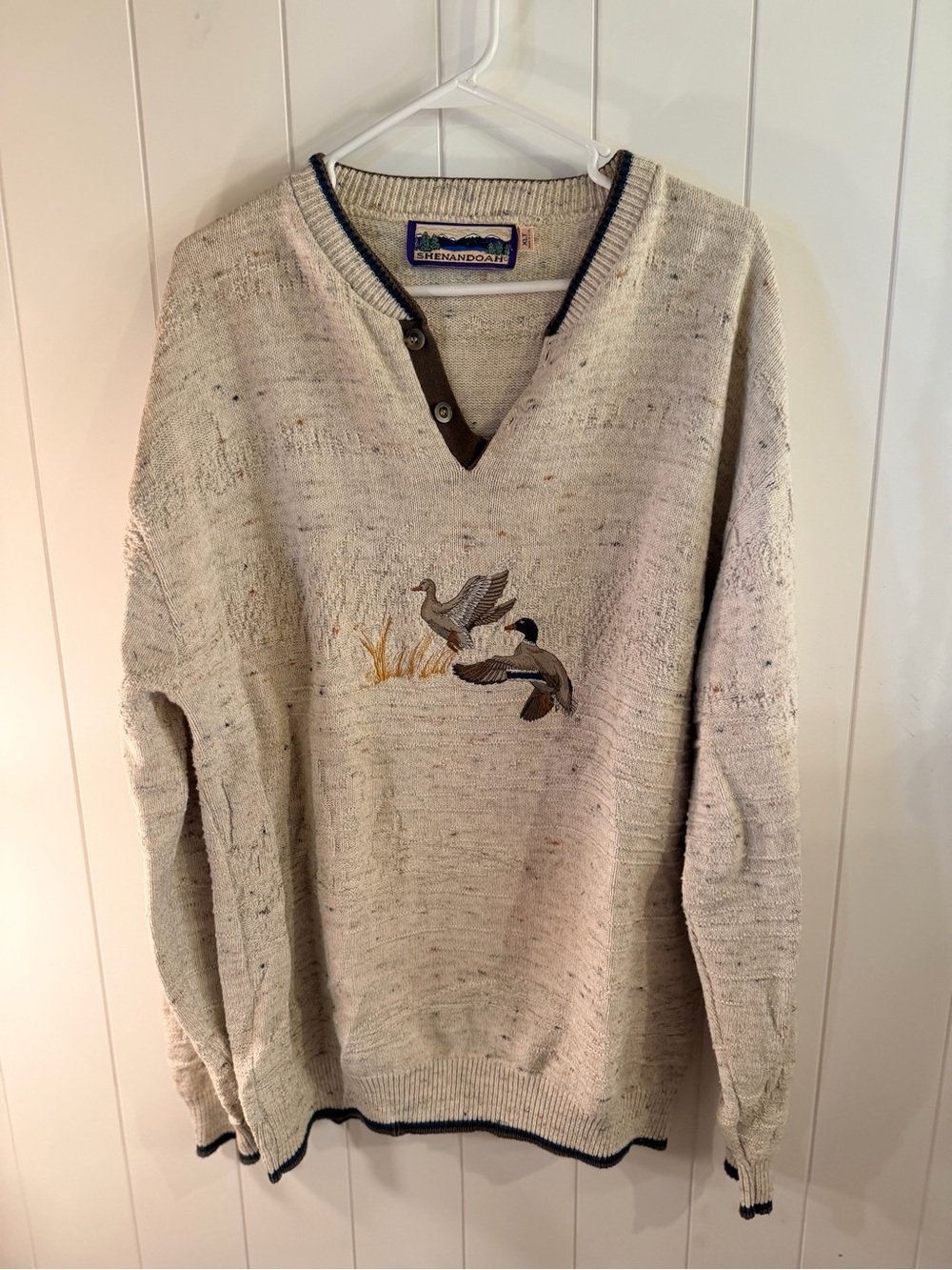 Vintage Shenandoah Embroidered Duck Knit Sweater Men’s XL Made in USA